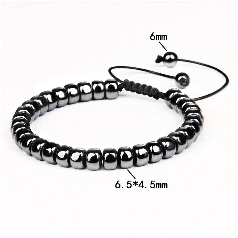No-magnetic Black Hematite Bracelet For Women Healing Beads Bracelet Weight Loss Hematite Braided Bracelets Men Health Jewelry