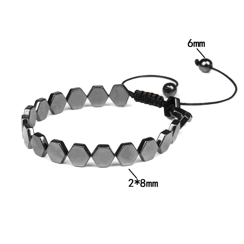 No-magnetic Black Hematite Bracelet For Women Healing Beads Bracelet Weight Loss Hematite Braided Bracelets Men Health Jewelry