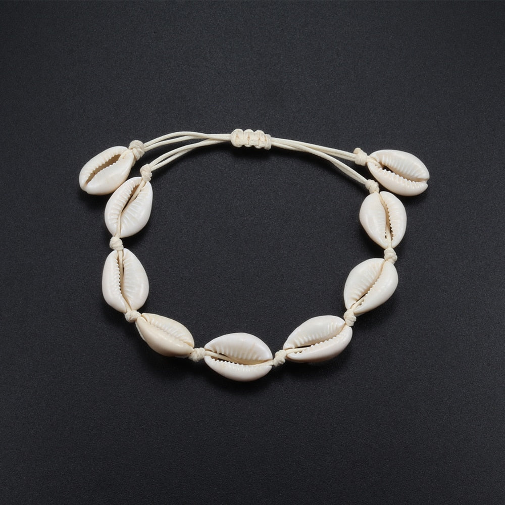 Bohemian Women Bracelets Anklets Natural Shell Conch Chain Braided Rope Foot Barefoot Anklet Girl Jewelry Ladies Gift Handmade