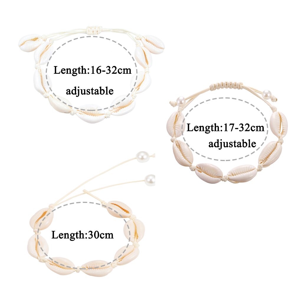 Bohemian Women Bracelets Anklets Natural Shell Conch Chain Braided Rope Foot Barefoot Anklet Girl Jewelry Ladies Gift Handmade