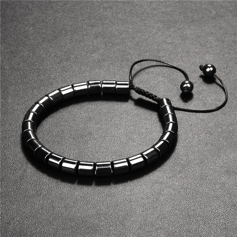 No-magnetic Black Hematite Bracelet For Women Healing Beads Bracelet Weight Loss Hematite Braided Bracelets Men Health Jewelry