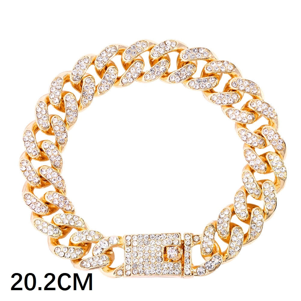 Luxury Full Rhinestone Big Tennis Chain Bracelets For Women Men Fashion Bling Iced Out Square Crystal Bracelet On Hand Jewelry