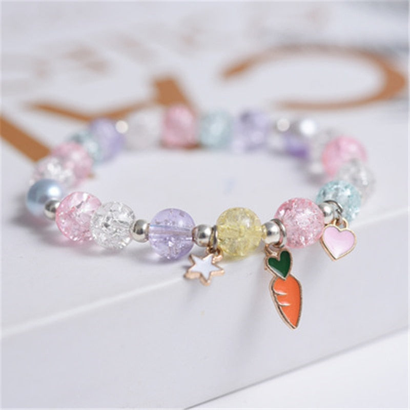 Makersland Cute Popcorn beads Bracelet Friendship Glass Bracelets For Girls Star Moon Cloud Flower Jewelry Accessories Wholesale