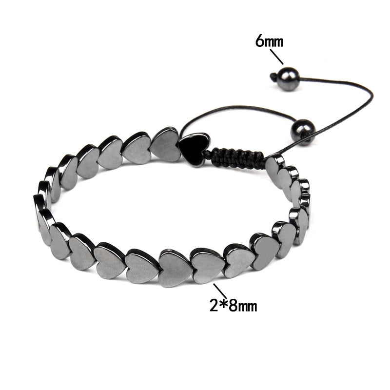 No-magnetic Black Hematite Bracelet For Women Healing Beads Bracelet Weight Loss Hematite Braided Bracelets Men Health Jewelry