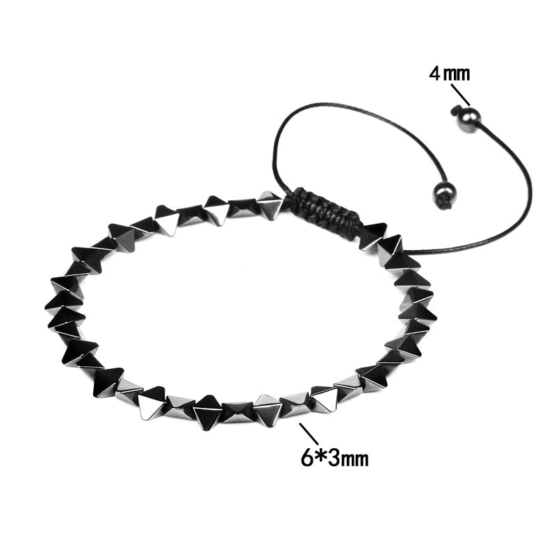 No-magnetic Black Hematite Bracelet For Women Healing Beads Bracelet Weight Loss Hematite Braided Bracelets Men Health Jewelry