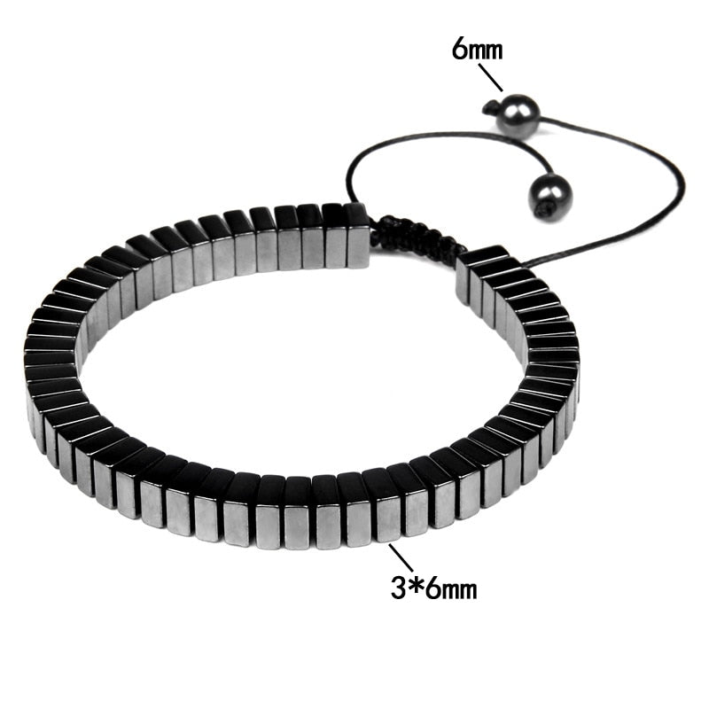 No-magnetic Black Hematite Bracelet For Women Healing Beads Bracelet Weight Loss Hematite Braided Bracelets Men Health Jewelry