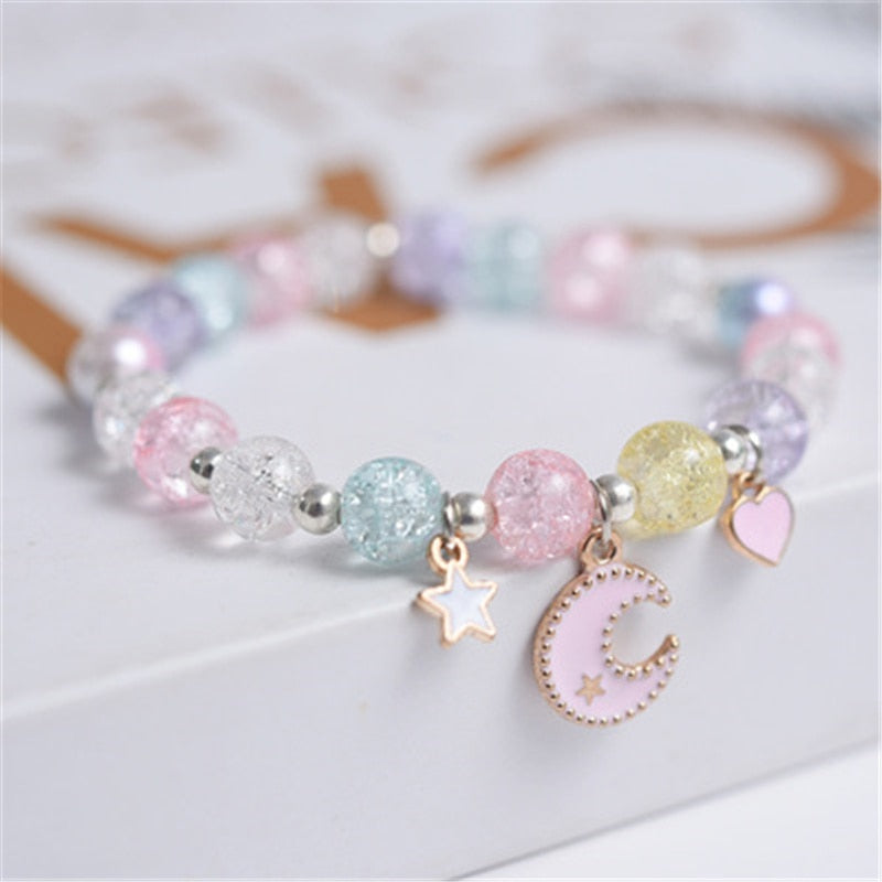 Makersland Cute Popcorn beads Bracelet Friendship Glass Bracelets For Girls Star Moon Cloud Flower Jewelry Accessories Wholesale