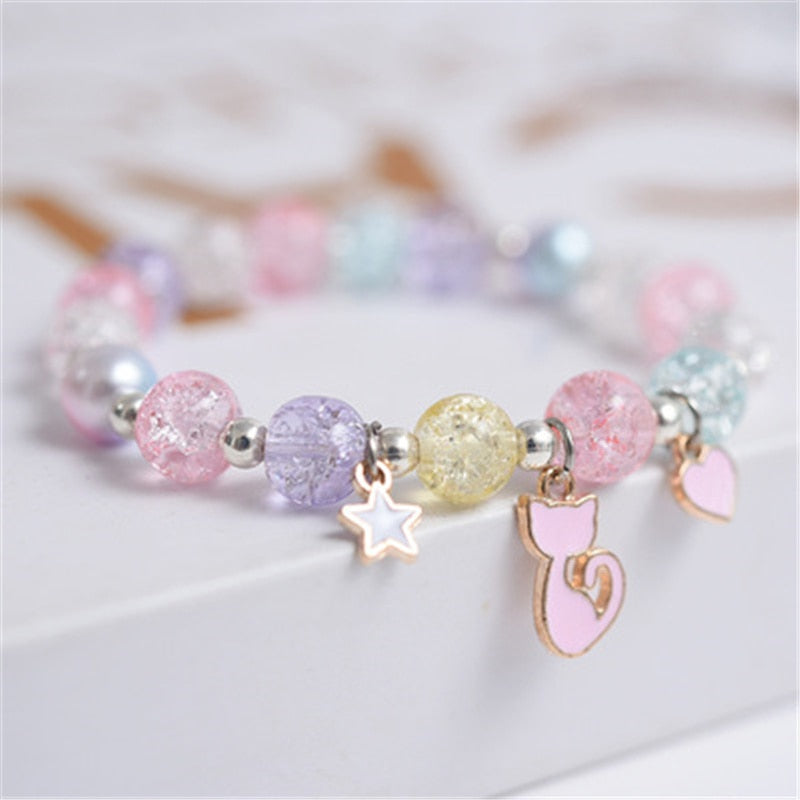 Makersland Cute Popcorn beads Bracelet Friendship Glass Bracelets For Girls Star Moon Cloud Flower Jewelry Accessories Wholesale