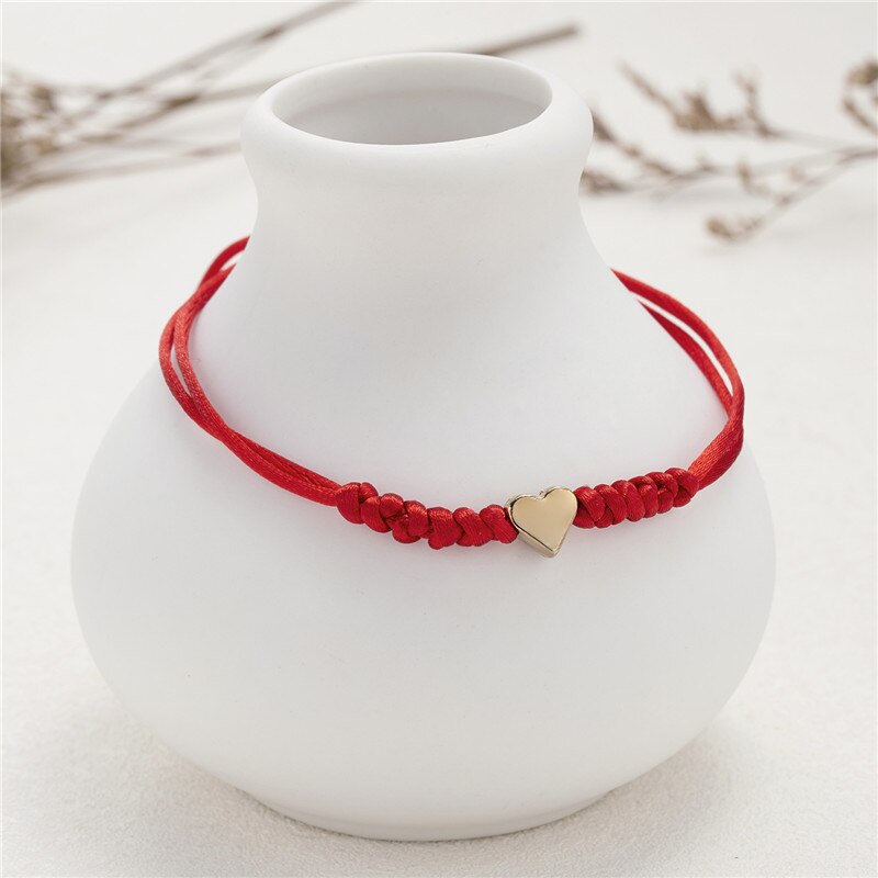 2pcs Love Heart Handmade Bracelet For Women Men Adjustable Wish Good Lucky Red Strings Couple Friendship Bracelets Jewelry Gifts