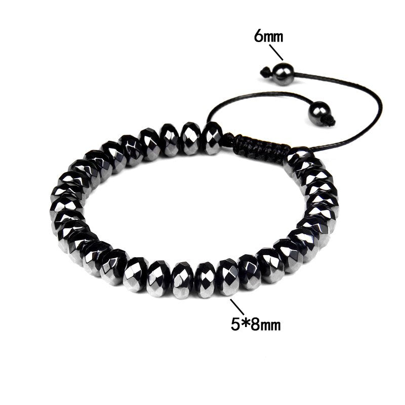 No-magnetic Black Hematite Bracelet For Women Healing Beads Bracelet Weight Loss Hematite Braided Bracelets Men Health Jewelry
