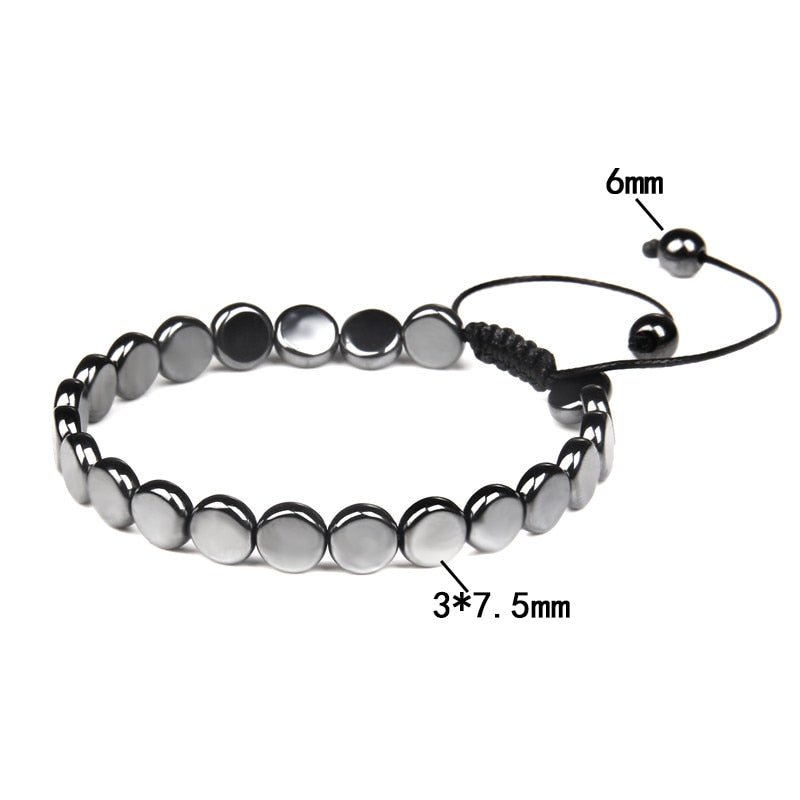 No-magnetic Black Hematite Bracelet For Women Healing Beads Bracelet Weight Loss Hematite Braided Bracelets Men Health Jewelry