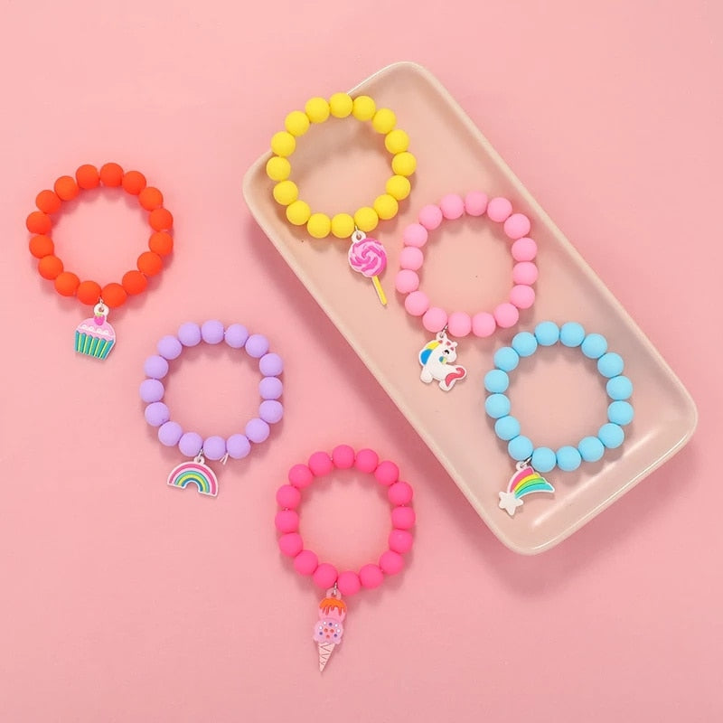 Makersland Cute Popcorn beads Bracelet Friendship Glass Bracelets For Girls Star Moon Cloud Flower Jewelry Accessories Wholesale
