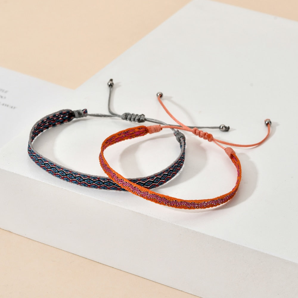 ZMZY Boho Colorful Woven Rope String Bracelet Yoga Handmade Chic Webbing Friendship Bracelets for Men Women Child Lucky Jewelry