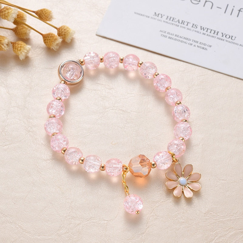 Makersland Cute Popcorn beads Bracelet Friendship Glass Bracelets For Girls Star Moon Cloud Flower Jewelry Accessories Wholesale