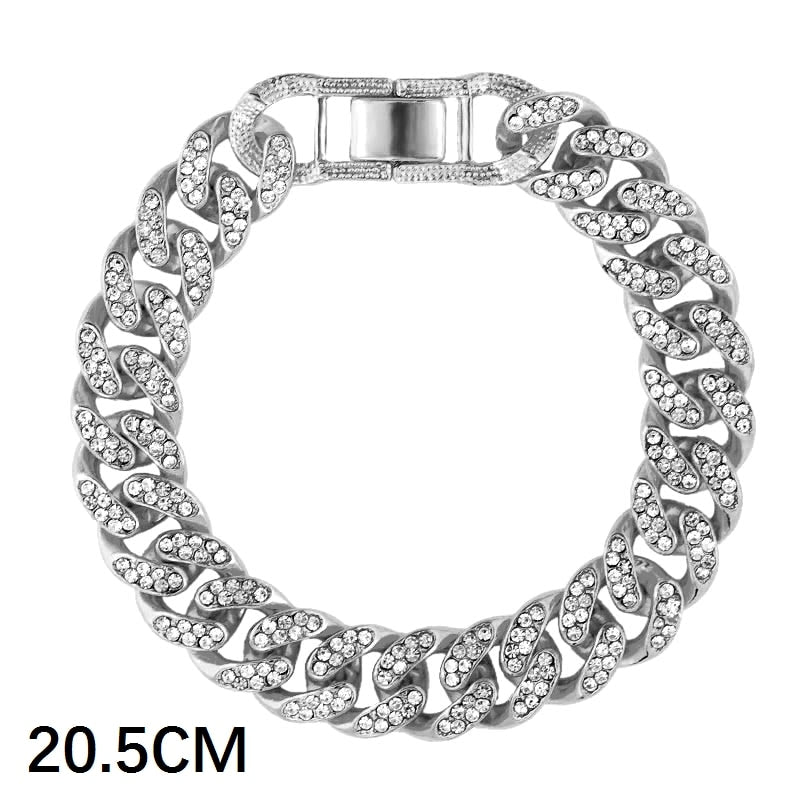 Luxury Full Rhinestone Big Tennis Chain Bracelets For Women Men Fashion Bling Iced Out Square Crystal Bracelet On Hand Jewelry