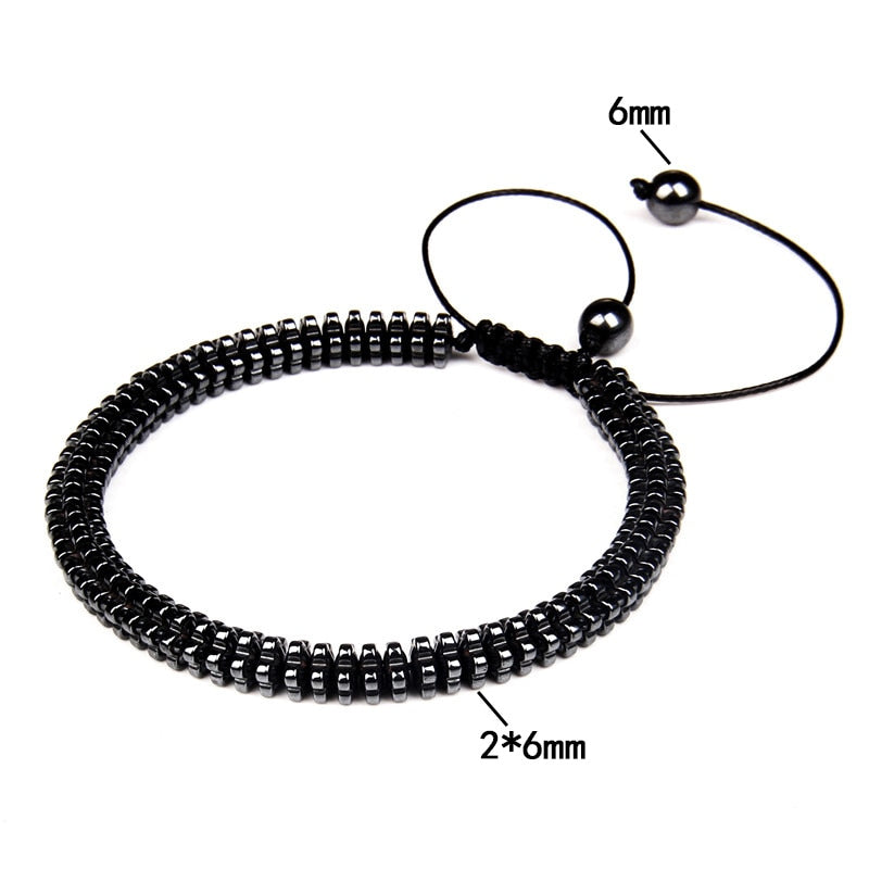 No-magnetic Black Hematite Bracelet For Women Healing Beads Bracelet Weight Loss Hematite Braided Bracelets Men Health Jewelry