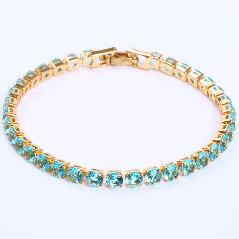 Luxury 4mm Cubic Zirconia Tennis Bracelets Iced Out Chain Crystal Wedding Bracelet For Women Men Gold Silver Color Bracelet
