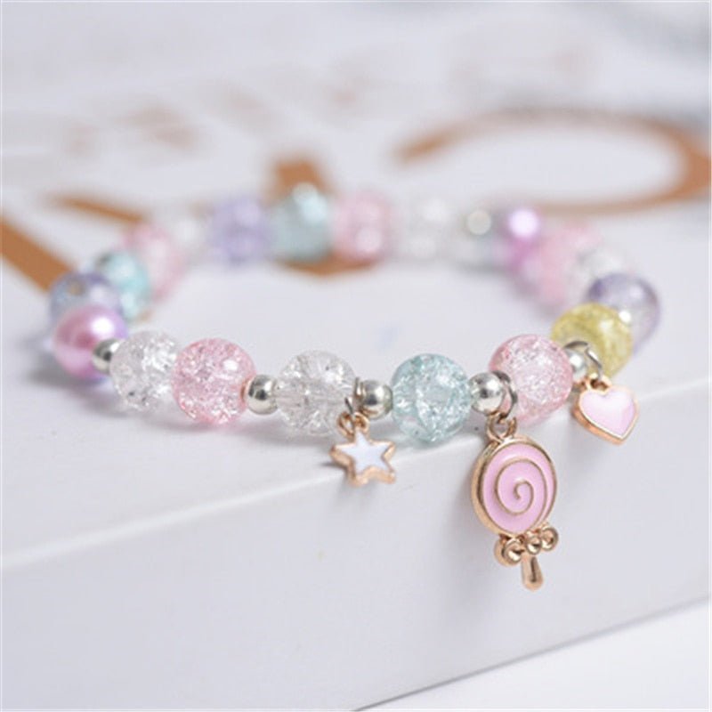 Makersland Cute Popcorn beads Bracelet Friendship Glass Bracelets For Girls Star Moon Cloud Flower Jewelry Accessories Wholesale
