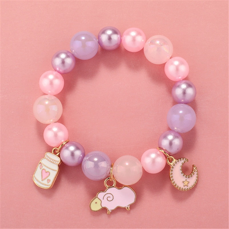 Makersland Cute Popcorn beads Bracelet Friendship Glass Bracelets For Girls Star Moon Cloud Flower Jewelry Accessories Wholesale
