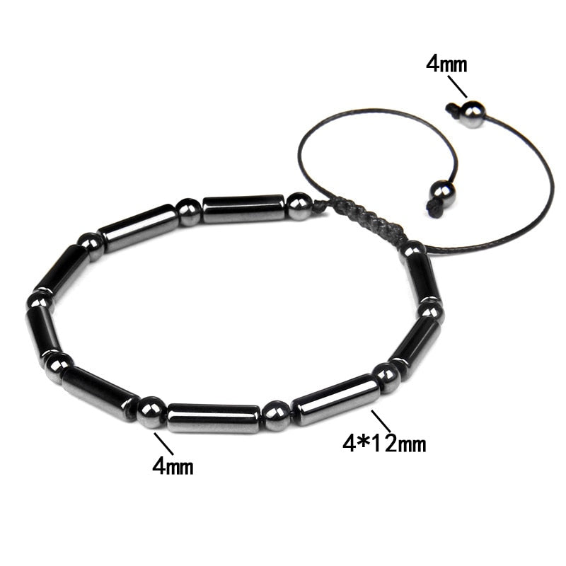 No-magnetic Black Hematite Bracelet For Women Healing Beads Bracelet Weight Loss Hematite Braided Bracelets Men Health Jewelry