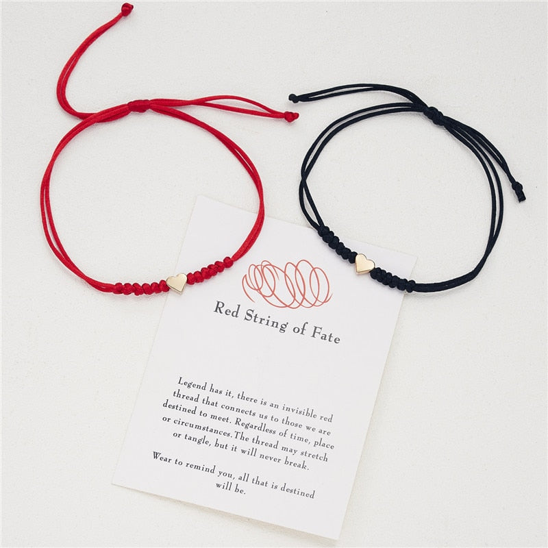 2pcs Love Heart Handmade Bracelet For Women Men Adjustable Wish Good Lucky Red Strings Couple Friendship Bracelets Jewelry Gifts