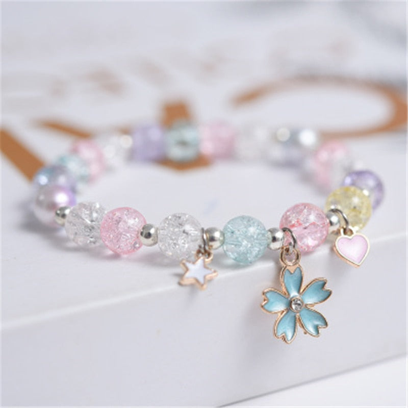 Makersland Cute Popcorn beads Bracelet Friendship Glass Bracelets For Girls Star Moon Cloud Flower Jewelry Accessories Wholesale