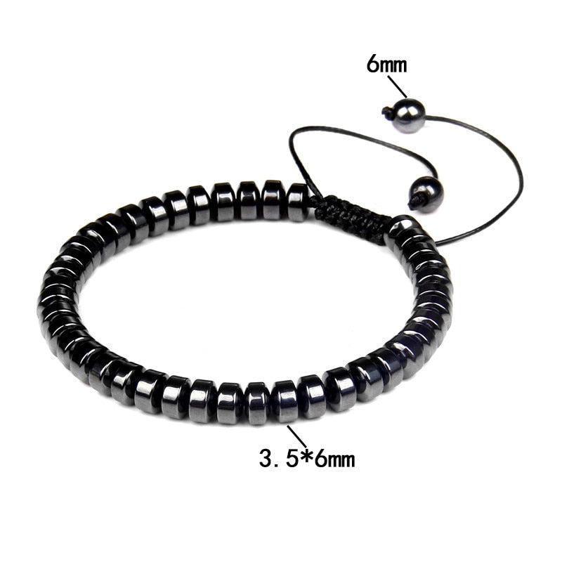 No-magnetic Black Hematite Bracelet For Women Healing Beads Bracelet Weight Loss Hematite Braided Bracelets Men Health Jewelry
