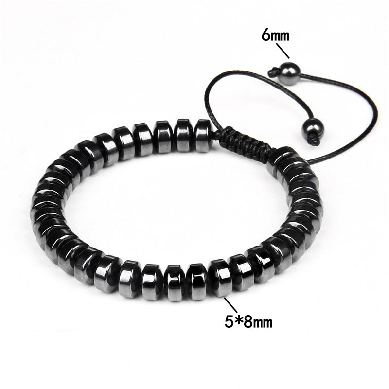 No-magnetic Black Hematite Bracelet For Women Healing Beads Bracelet Weight Loss Hematite Braided Bracelets Men Health Jewelry