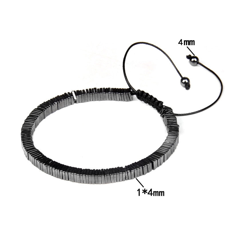 No-magnetic Black Hematite Bracelet For Women Healing Beads Bracelet Weight Loss Hematite Braided Bracelets Men Health Jewelry