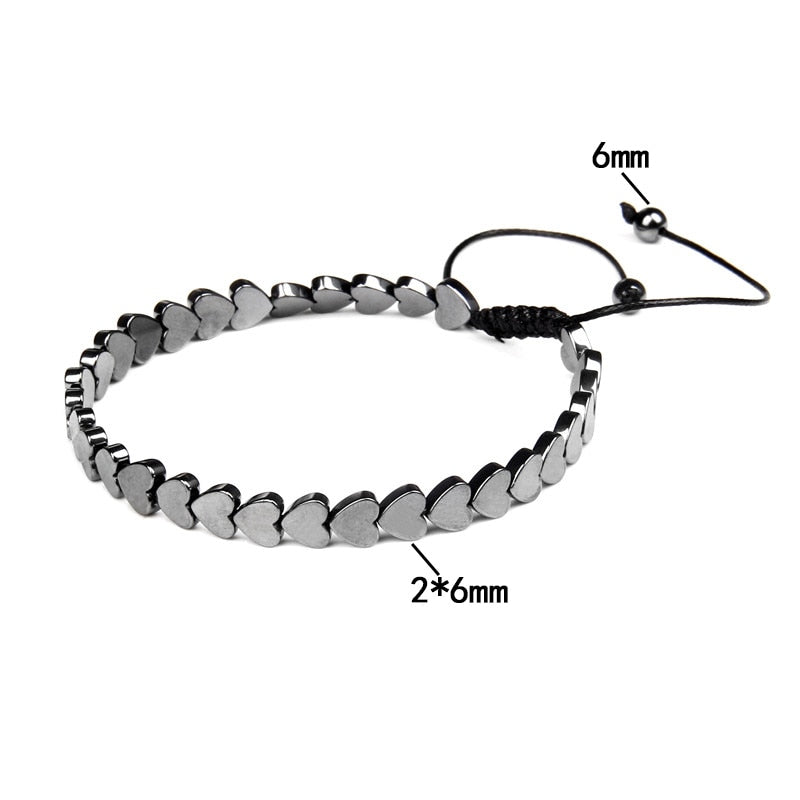 No-magnetic Black Hematite Bracelet For Women Healing Beads Bracelet Weight Loss Hematite Braided Bracelets Men Health Jewelry