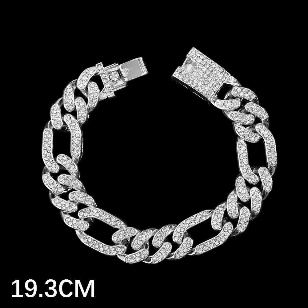 Luxury Full Rhinestone Big Tennis Chain Bracelets For Women Men Fashion Bling Iced Out Square Crystal Bracelet On Hand Jewelry
