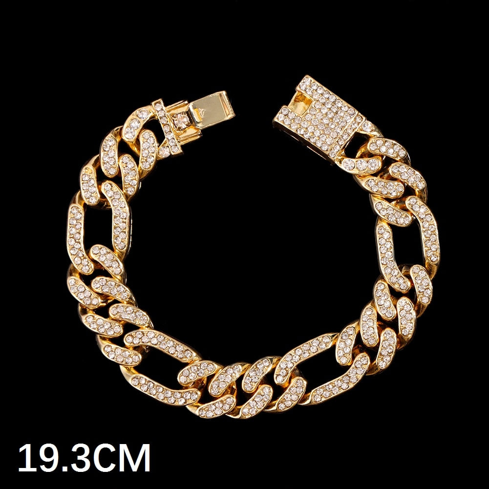 Luxury Full Rhinestone Big Tennis Chain Bracelets For Women Men Fashion Bling Iced Out Square Crystal Bracelet On Hand Jewelry