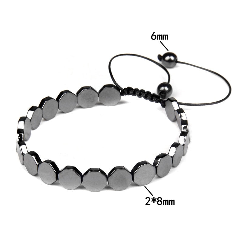 No-magnetic Black Hematite Bracelet For Women Healing Beads Bracelet Weight Loss Hematite Braided Bracelets Men Health Jewelry