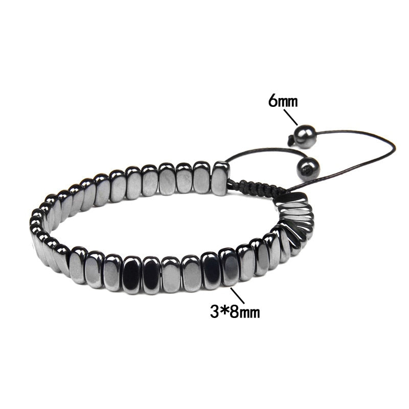 No-magnetic Black Hematite Bracelet For Women Healing Beads Bracelet Weight Loss Hematite Braided Bracelets Men Health Jewelry