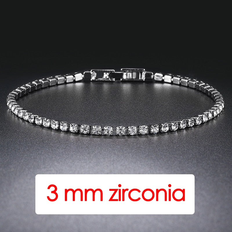 Hip Hop Iced Out 3/4/5mm Crystal Tennis Bracelet for Men Homme Trendy Punk Zirconia Men's Chain on The Hand Streetwear Jewelry