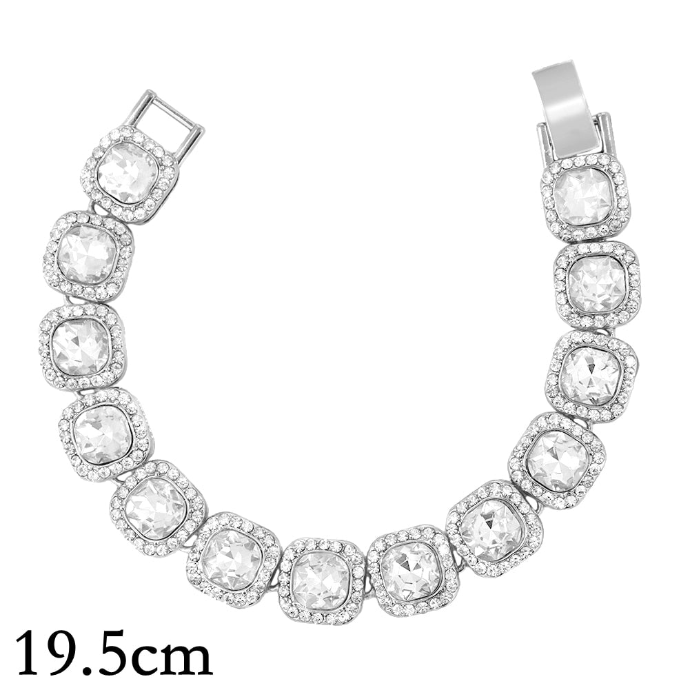 14/20MM Hip Hop Metal Cuban Bracelet Iced Out Chain Bling Full Rhinestone Pave Luxury Crystal Bracelet For Men