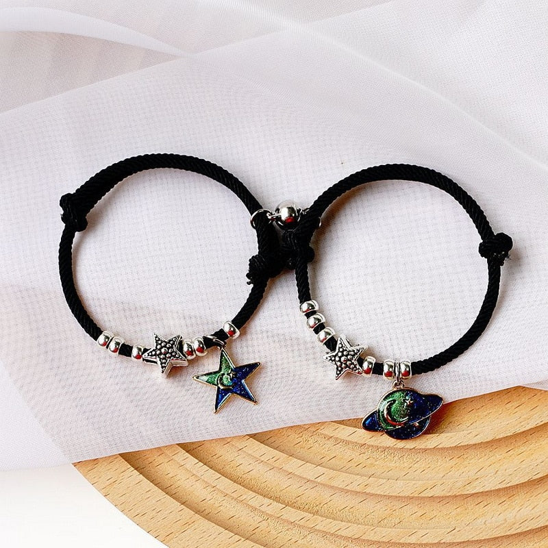 Magnet Couple Bracelets for Woman Men Romantic Heart Matching Lovers Natural Stone Beads Yoga Bracelet Valentine Gift Jewelry