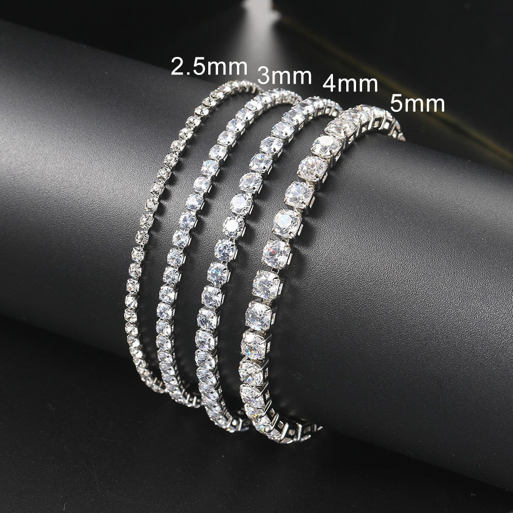 Hip Hop Iced Out 3/4/5mm Crystal Tennis Bracelet for Men Homme Trendy Punk Zirconia Men's Chain on The Hand Streetwear Jewelry