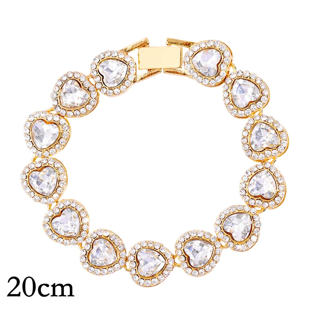 14/20MM Hip Hop Metal Cuban Bracelet Iced Out Chain Bling Full Rhinestone Pave Luxury Crystal Bracelet For Men