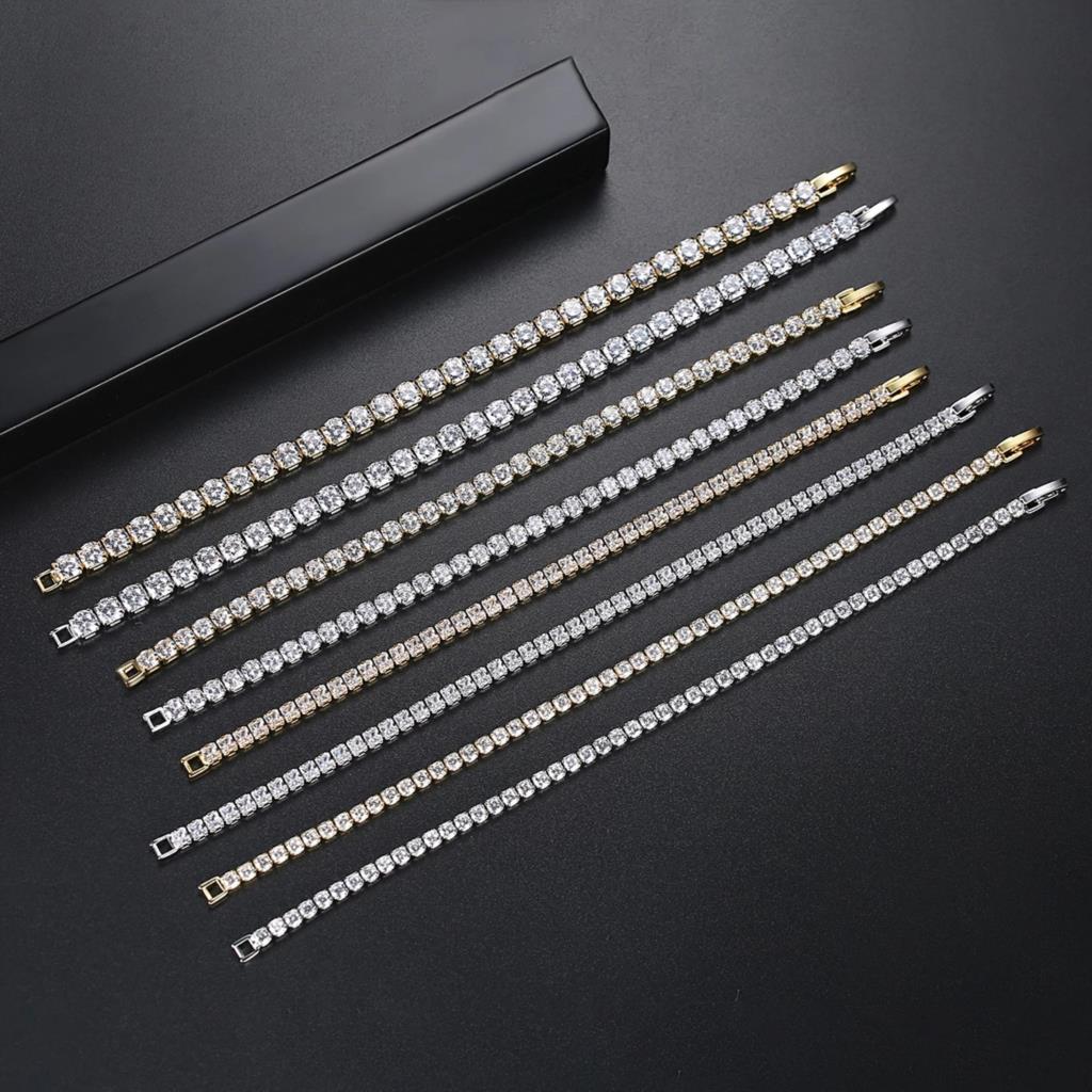 Hip Hop Iced Out 3/4/5mm Crystal Tennis Bracelet for Men Homme Trendy Punk Zirconia Men's Chain on The Hand Streetwear Jewelry
