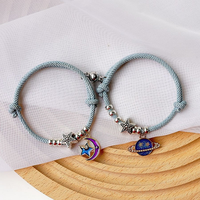 Magnet Couple Bracelets for Woman Men Romantic Heart Matching Lovers Natural Stone Beads Yoga Bracelet Valentine Gift Jewelry