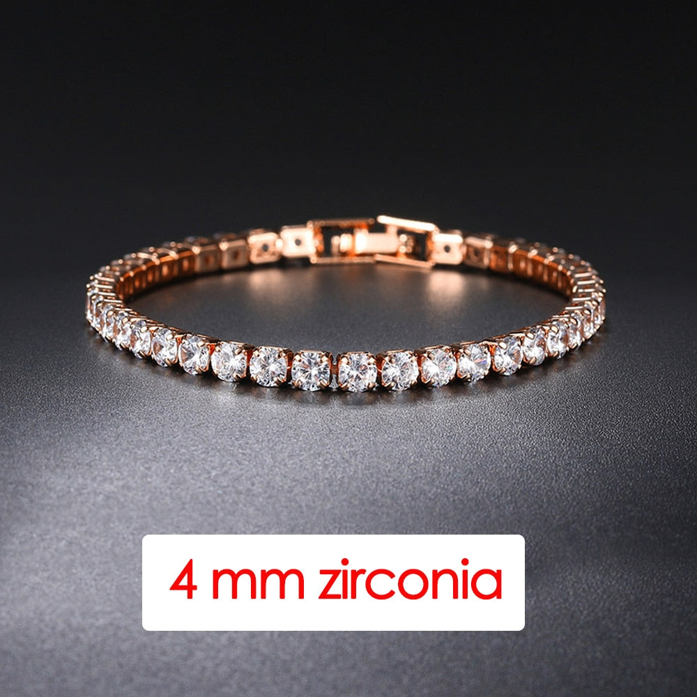 Hip Hop Iced Out 3/4/5mm Crystal Tennis Bracelet for Men Homme Trendy Punk Zirconia Men's Chain on The Hand Streetwear Jewelry