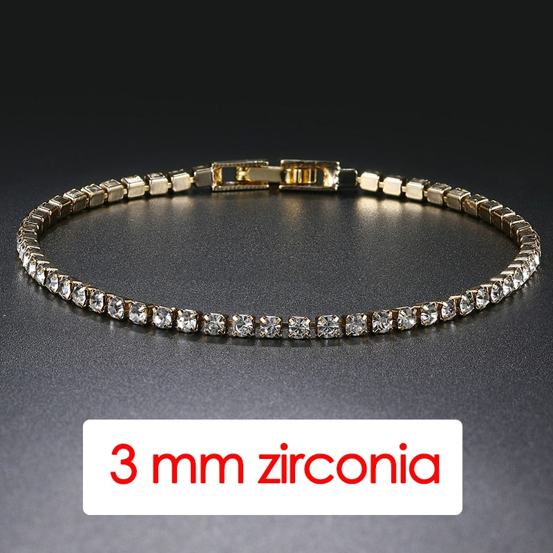 Hip Hop Iced Out 3/4/5mm Crystal Tennis Bracelet for Men Homme Trendy Punk Zirconia Men's Chain on The Hand Streetwear Jewelry