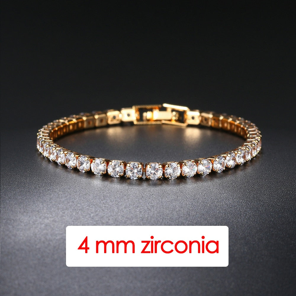 Hip Hop Iced Out 3/4/5mm Crystal Tennis Bracelet for Men Homme Trendy Punk Zirconia Men's Chain on The Hand Streetwear Jewelry