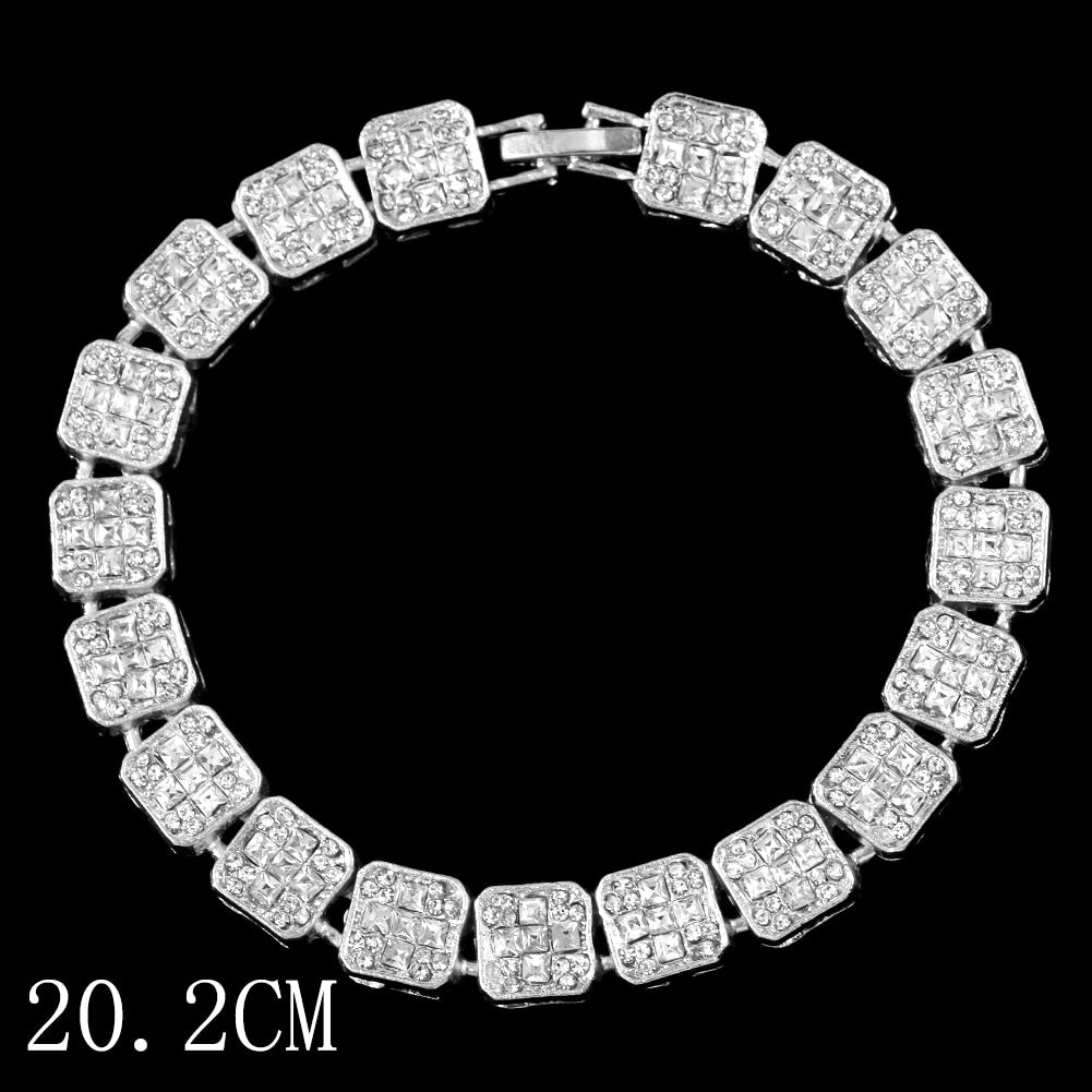 Hip Hop Bling Iced Out Crystal Cuban Link Bracelet For Women Men Gold Silver Color Full Rhinestones Miami Cuban Bracelet Jewelry