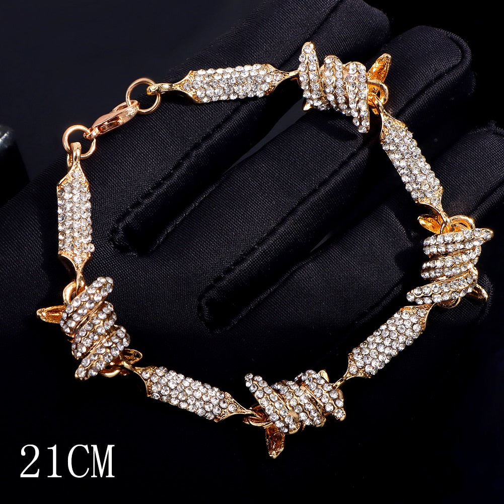 Hip Hop Bling Iced Out Crystal Cuban Link Bracelet For Women Men Gold Silver Color Full Rhinestones Miami Cuban Bracelet Jewelry