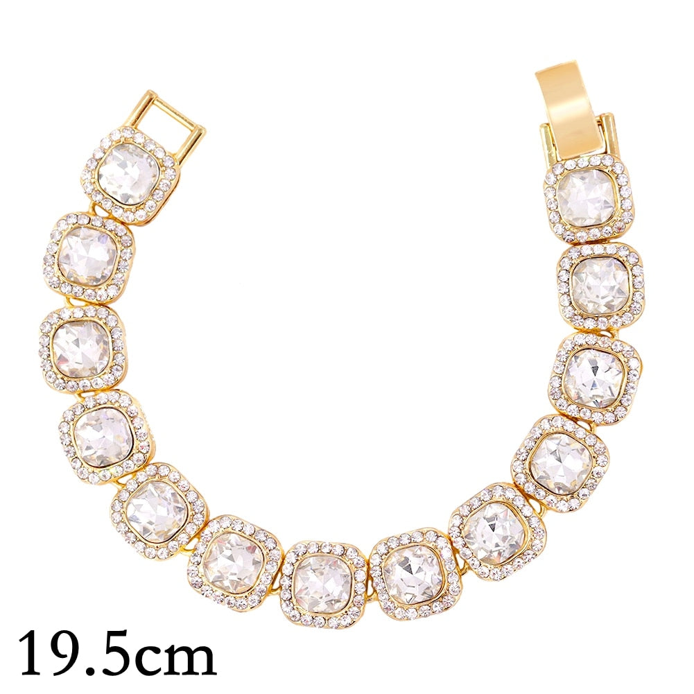 14/20MM Hip Hop Metal Cuban Bracelet Iced Out Chain Bling Full Rhinestone Pave Luxury Crystal Bracelet For Men