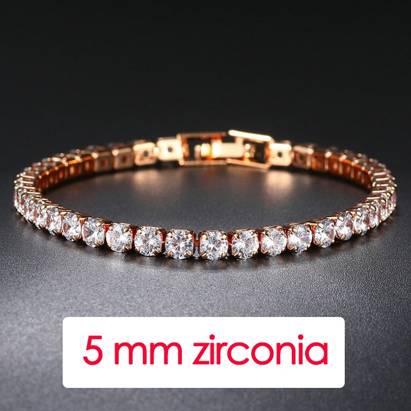 Hip Hop Iced Out 3/4/5mm Crystal Tennis Bracelet for Men Homme Trendy Punk Zirconia Men's Chain on The Hand Streetwear Jewelry