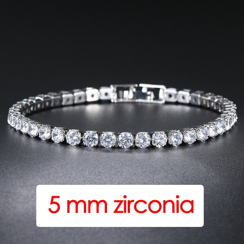Hip Hop Iced Out 3/4/5mm Crystal Tennis Bracelet for Men Homme Trendy Punk Zirconia Men's Chain on The Hand Streetwear Jewelry