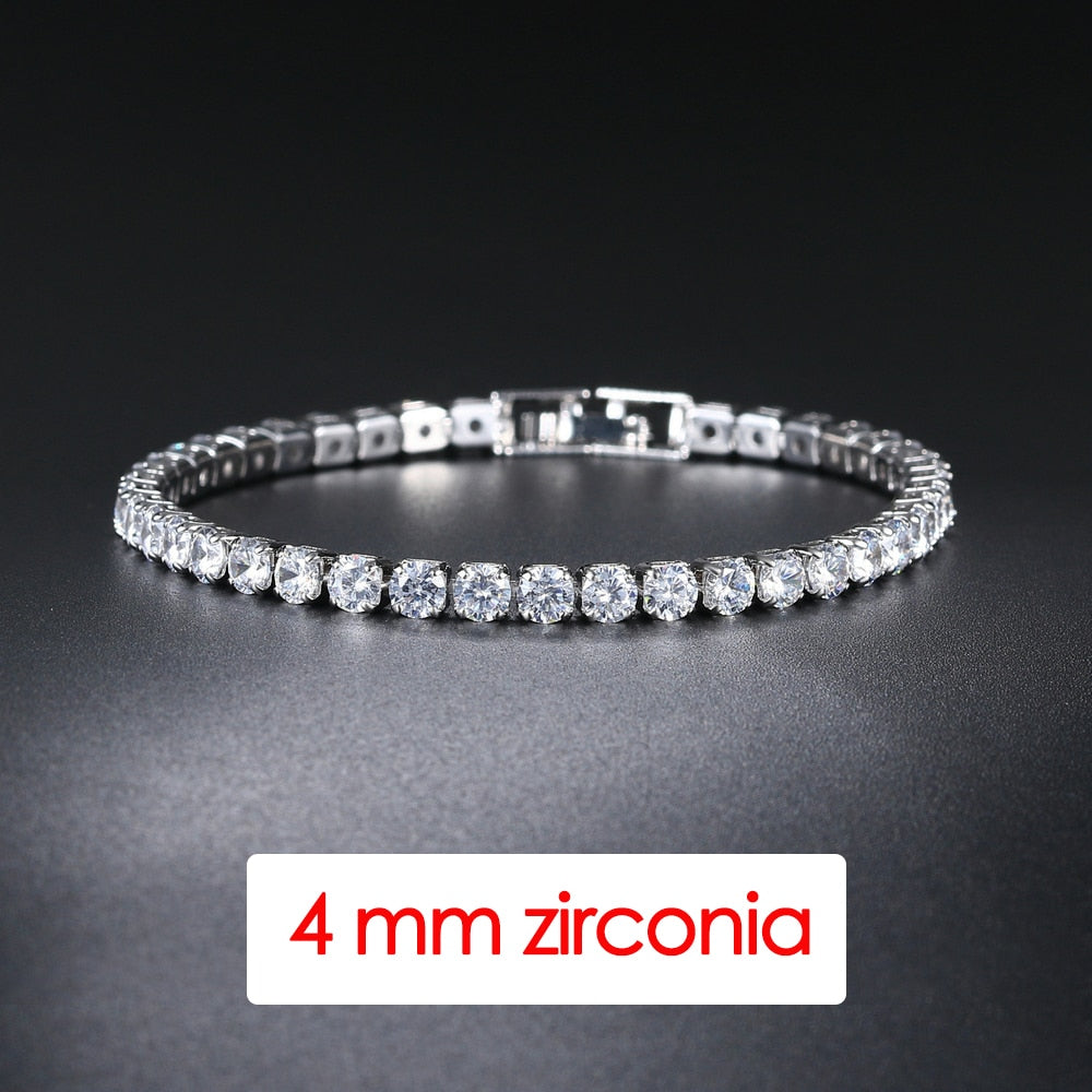 Hip Hop Iced Out 3/4/5mm Crystal Tennis Bracelet for Men Homme Trendy Punk Zirconia Men's Chain on The Hand Streetwear Jewelry